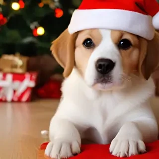 christmas dog wallpaper cute