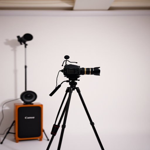 Create an image of a 3D stick figure using a vintage film camera on a tripod in a well-lit studio setting, aperture f/2.8, ISO 200, shutter speed 1/125s, DSLR camera type, 50mm lens, slight overhead angle for dynamic effect.