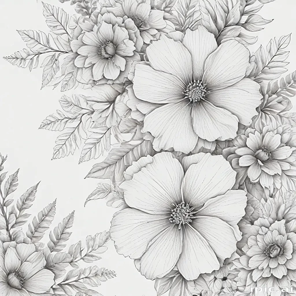 floral line art