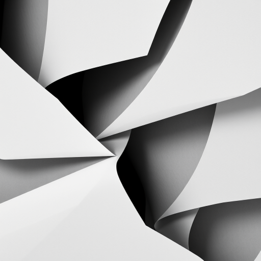 abstract monochrome texture with layered paper-like forms, high contrast, soft diffused lighting, shot with a DSLR camera, f/8 aperture, ISO 100, 50mm lens, top-down view to capture depth and texture details