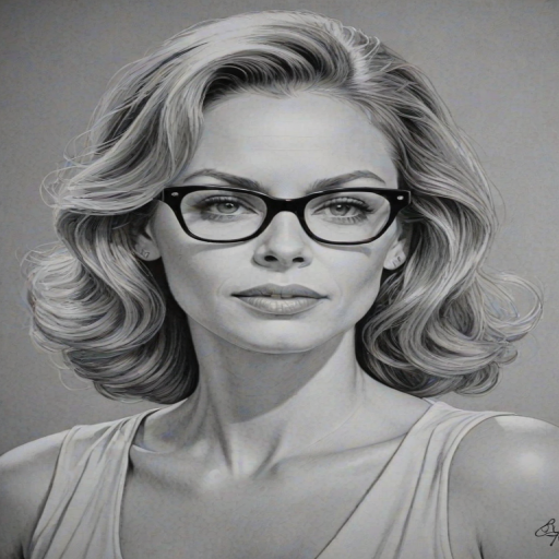 Beauteous Ally Walker, pencil sketch, portrait of Magnificent woman 1955s in glasses, hair style beatnik, outline, clear lines, fine lines, 8k
