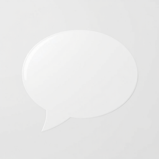 Generate a high-resolution illustration of a blank speech bubble against a transparent background, using a Canon EOS R5 camera with an 85mm f/1.2 lens, aperture set to f/2.8, ISO 100, and a soft studio lighting setup for even illumination.
