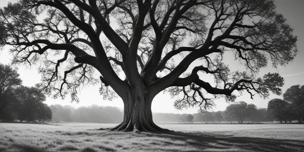 oak tree clipart black and white