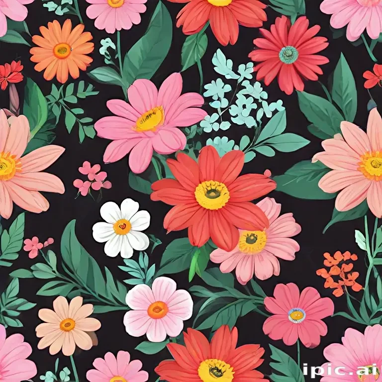 cartoon flowers transparent background