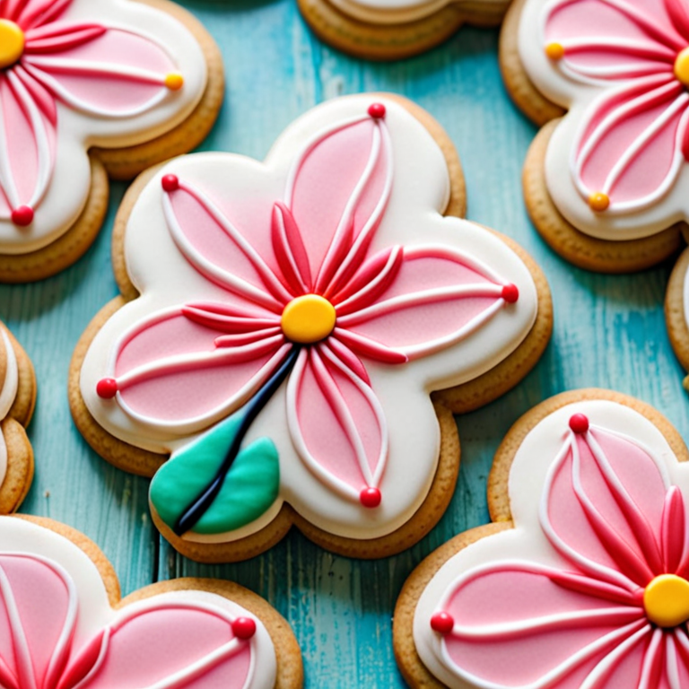 One pink Sakura flower sugar cookie