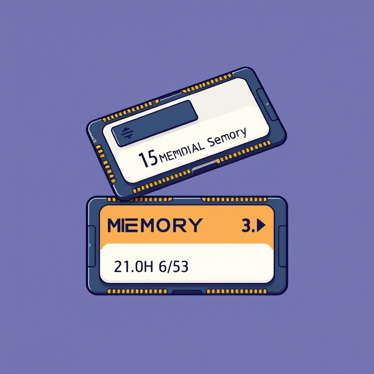 Create a high-resolution image of two illustrations depicting memory cards, with a clean background, using a DSLR camera, 50mm lens, f/2.8 aperture, ISO 100, and 1/200 sec shutter speed to ensure sharp details and vibrant colors.