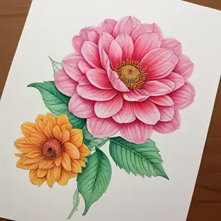 flower drawings with color