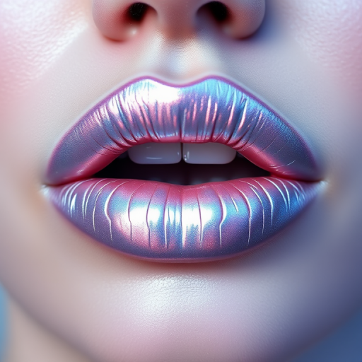 Ethereal Moonlit Silver lip shade presenting a cool-toned metallic hue, holographic finish, and lightweight feel, perfect for futuristic and avant-garde makeup concepts