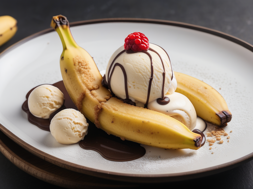 fried banana with ice cream