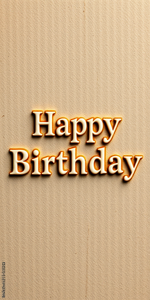 Create an artistic representation of the text "Happy Birthday" embossed on a textured vintage background, using a DSLR camera, ISO 100, aperture f/4, shutter speed 1/60s, with a macro lens to capture fine details and a soft focus effect.
