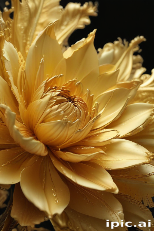 Exquisite Golden Lotus Flower with Intricate Petals and Elegant Details