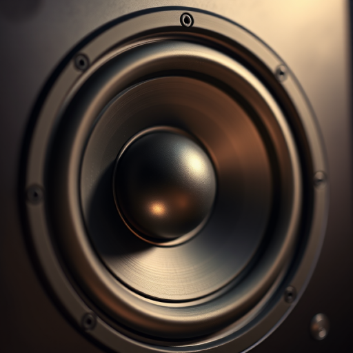 Create a high-resolution image of a speaker with sound waves emanating from it, use a DSLR camera with a 50mm lens, aperture set to f/1.8, ISO 100, and a shutter speed of 1/60 sec for a clear and vivid depiction.