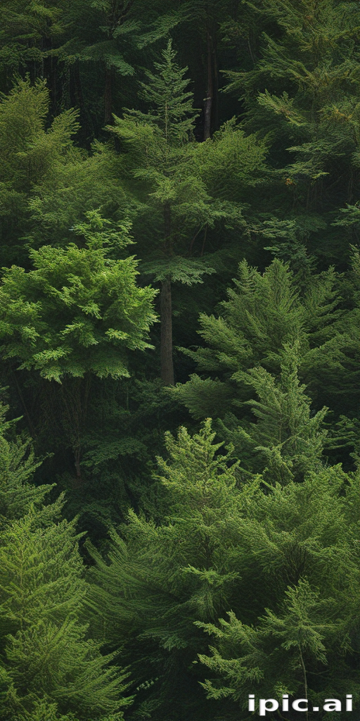 Lush Green Forest Canopy Showcasing Diverse Trees and Vibrant Foliage.