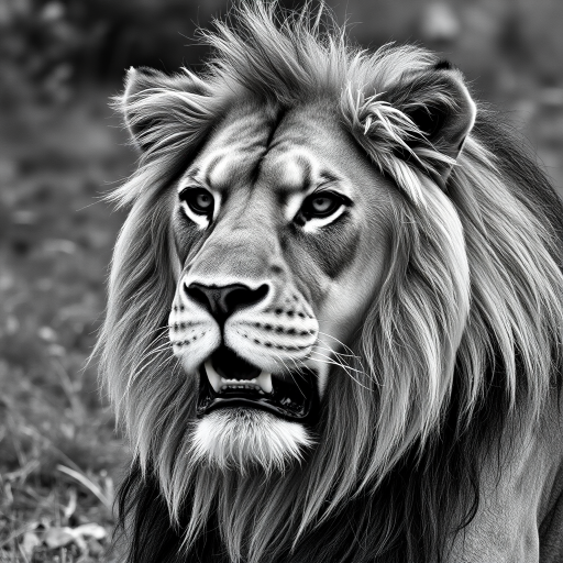 lion black and white