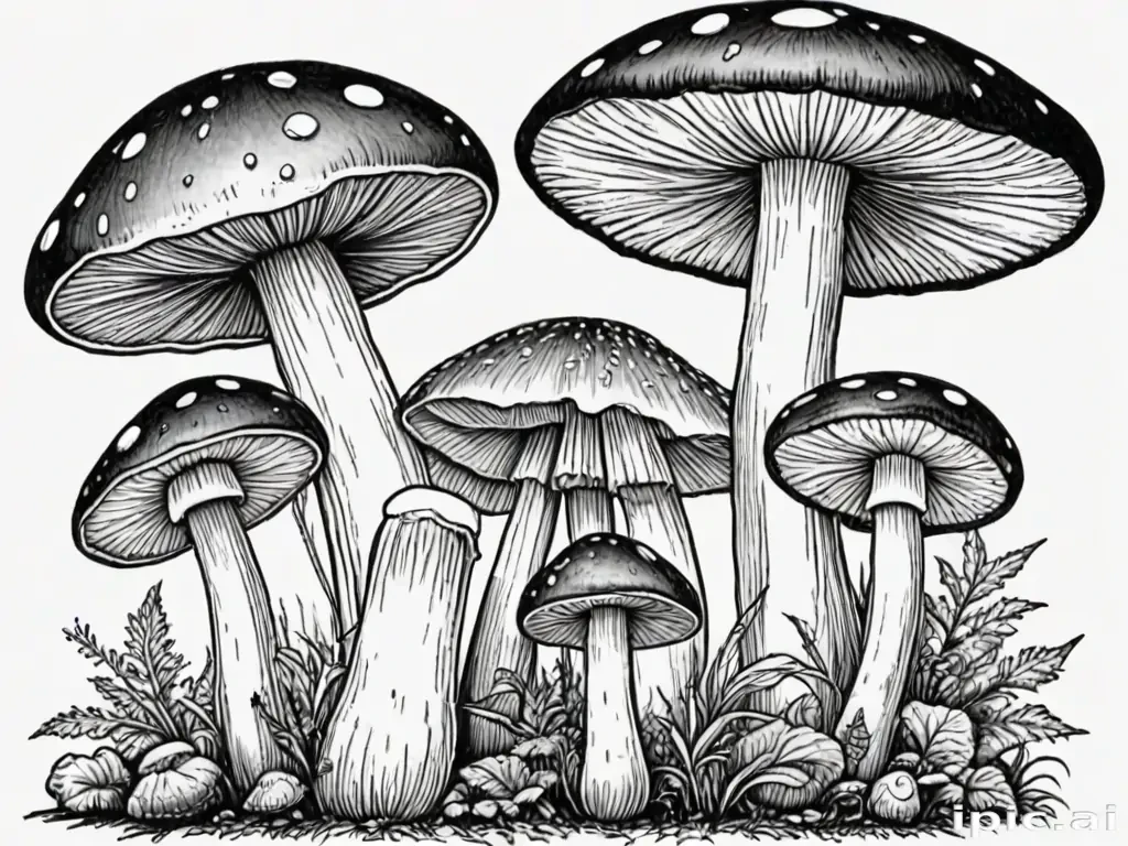 mushroom clipart black and white