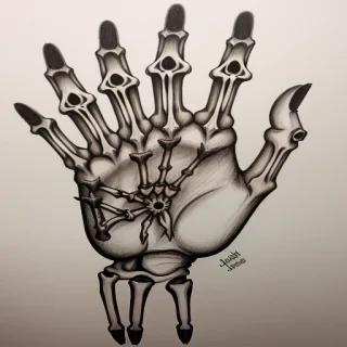 skeleton hand drawing