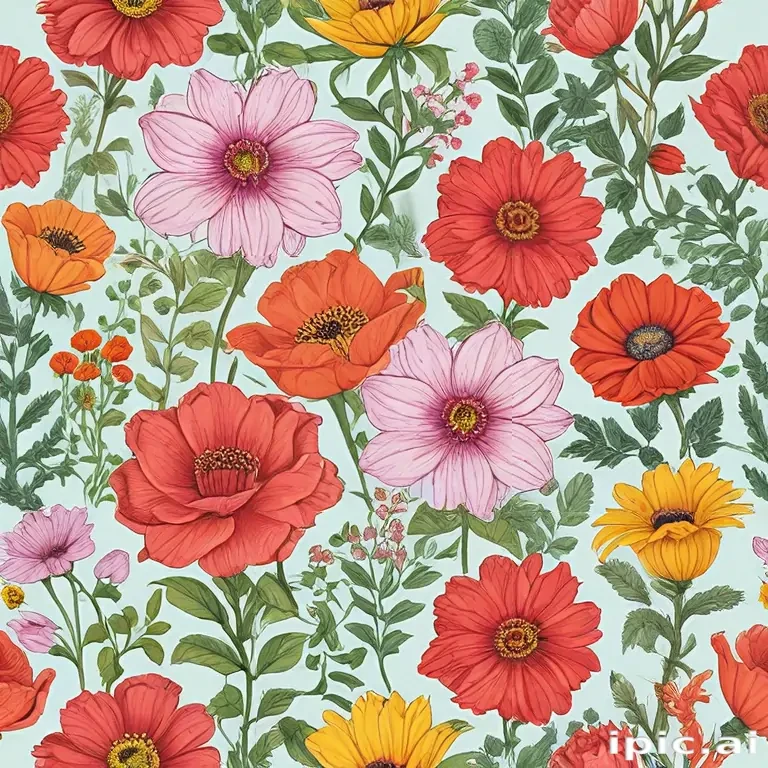 color drawings of flowers