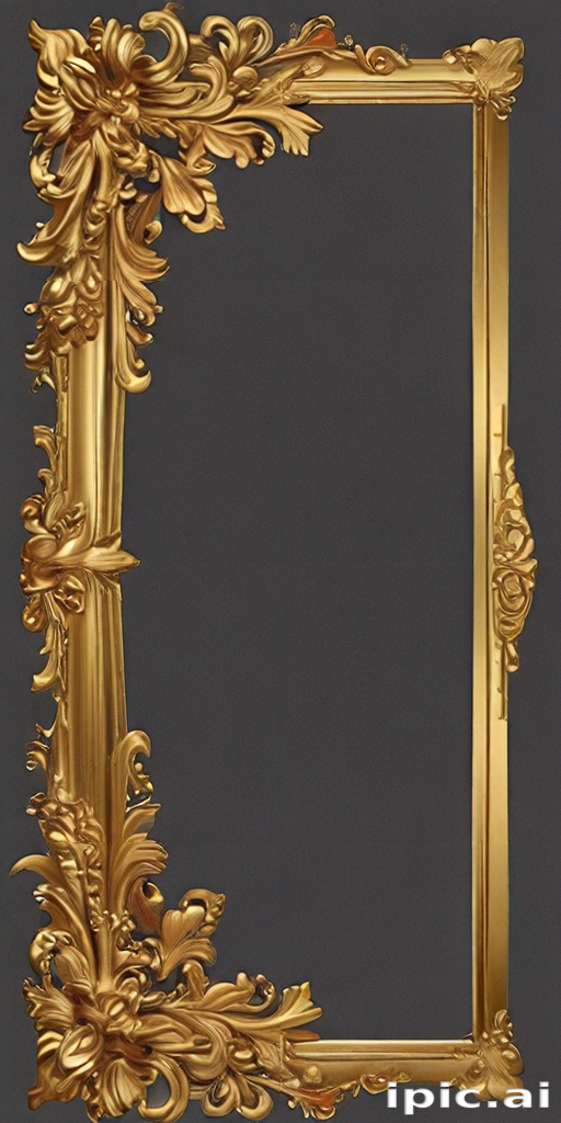 Elegant Ornate Golden Frame with Intricate Floral Designs and Patterns