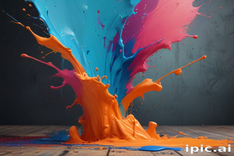 Colorful Explosion of Paint Splashes Creating a Vibrant Artistic Display
