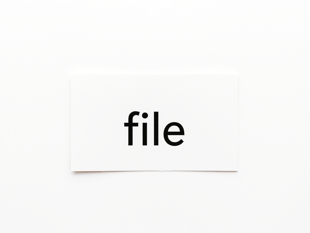 Create a high-resolution image of a blank paper with the word "file" prominently displayed in the center, taken with a Canon EOS 5D Mark IV at f/8, ISO 100, shutter speed 1/125s, using a shallow depth of field and a clean white background to enhance clarity.