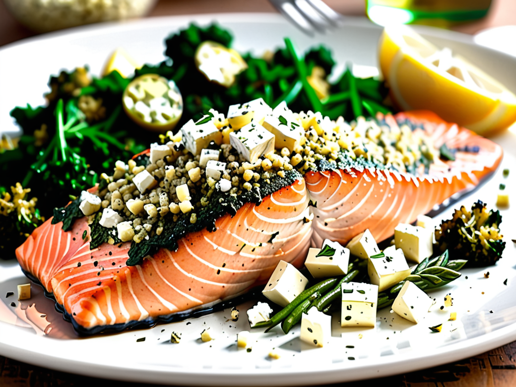 feta and herb crusted salmon