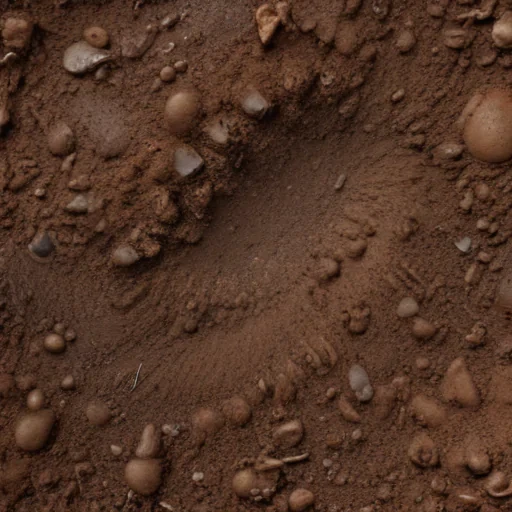 Close-Up of Earthy Soil Texture with Pebbles and Natural Features