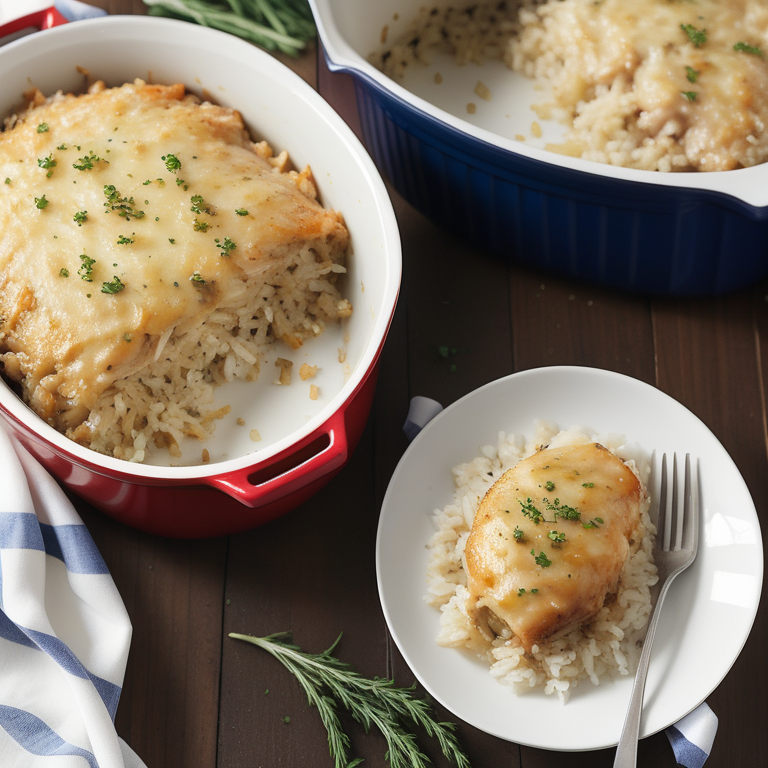 french onion chicken and rice bake