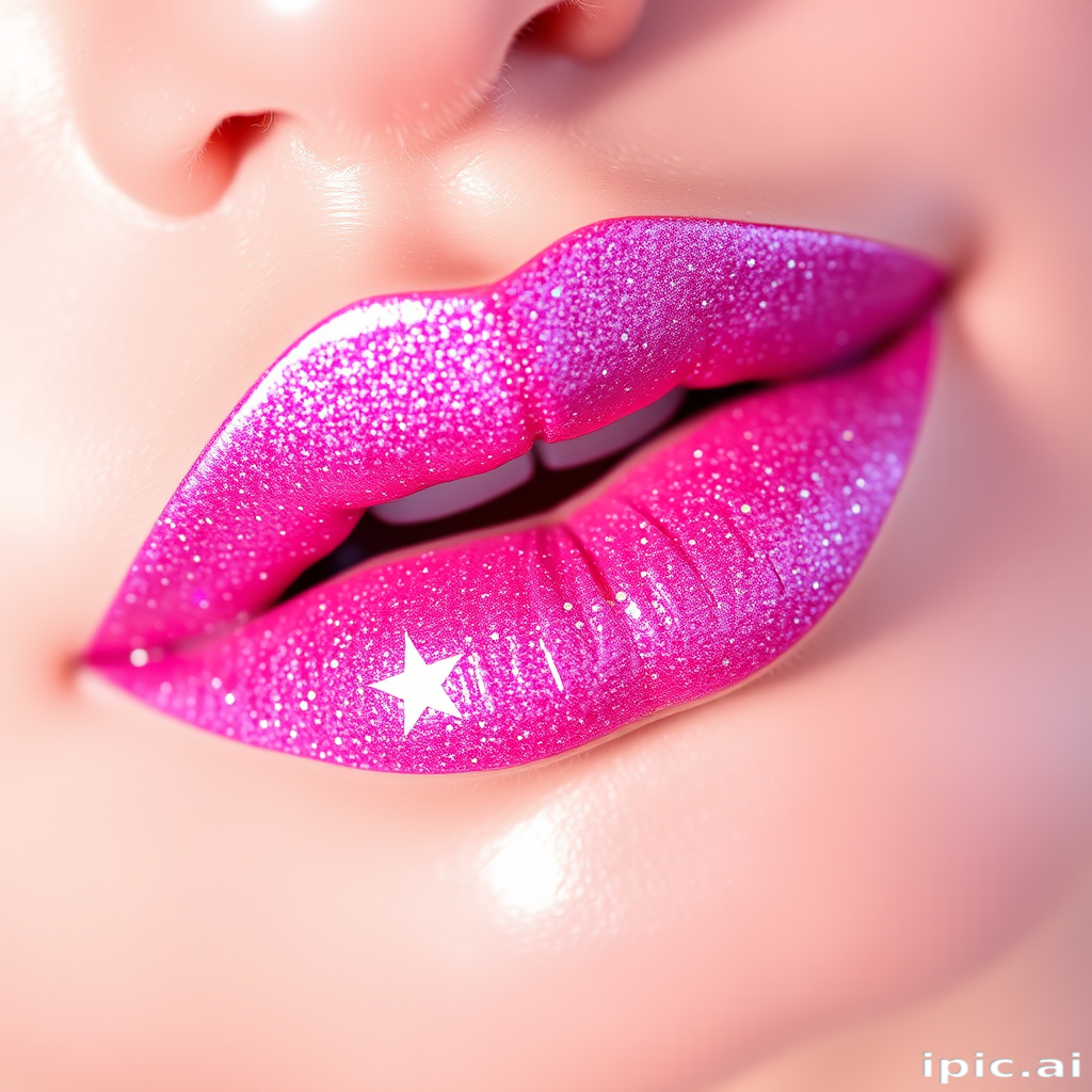 Holographic pink lip glaze "Cosmic Candy" with multi-dimensional sparkle and high-shine finish, suitable for festivals and playful makeup looks, non-gritty formula