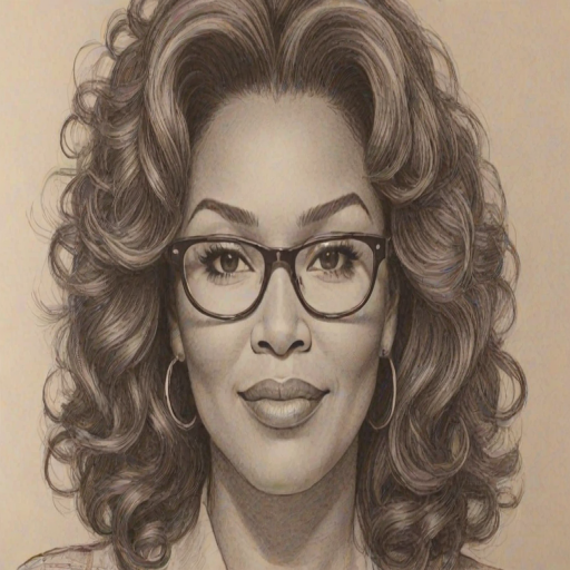Stunning Kym Whitley, pencil sketch, portrait of Lovely woman 1959s in glasses, hair style beatnik, outline, clear lines, fine lines, 8k