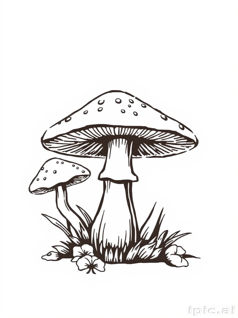 mushroom clip art black and white