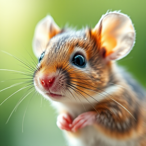 Regenerate a close-up watercolor illustration of a cute mouse with detailed fur and droplets of water on it, soft green blurred background, natural lighting, shot with a DSLR camera at f/2.8, ISO 100, 50mm lens, high dynamic range for enhanced color and detail.