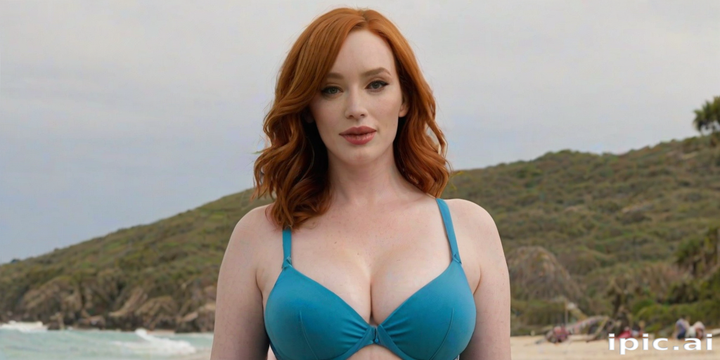 christina hendricks blue bikini