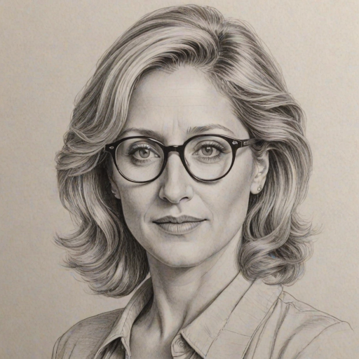Stunning Edie Falco, pencil sketch, portrait of Wonderful woman 1980s in glasses, hair style beatnik, outline, clear lines, fine lines, 8k