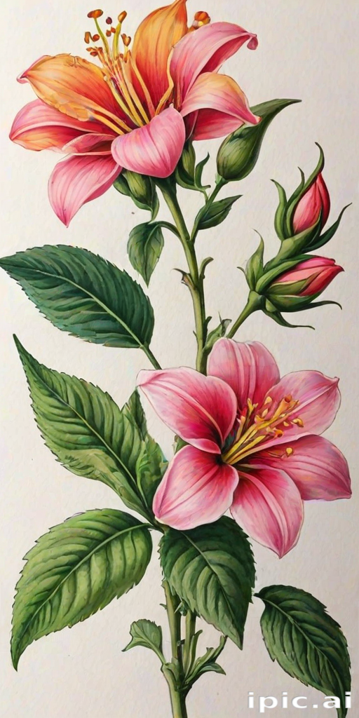 flower drawings with color