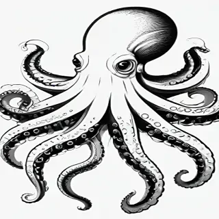 octopus clipart black and white