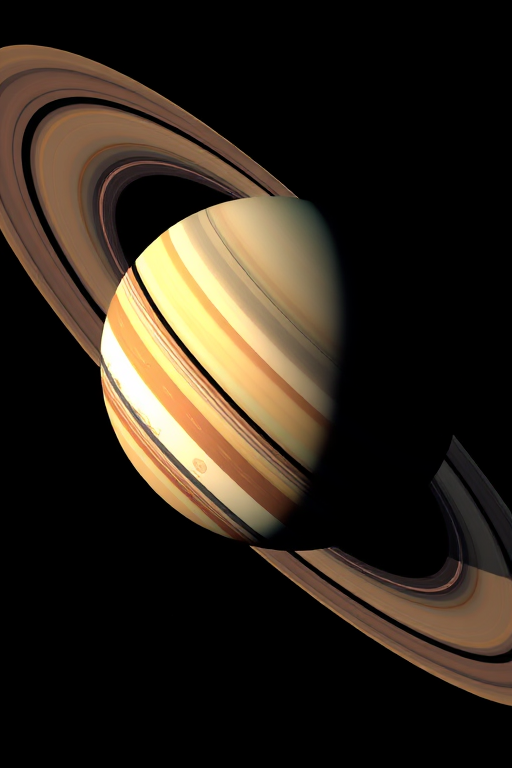 Create a highly detailed illustration of Saturn with visible bands and rings, using a digital drawing style, simulated using a DSLR camera with a 50mm lens at f/8, 1/250s shutter speed, and ISO 100, in a vibrant color palette.