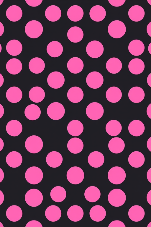 Create a seamless pattern of pink dots on a dark background, captured with a DSLR camera, f/8 aperture, ISO 100, 50mm lens, top-down view, softbox lighting for even illumination.