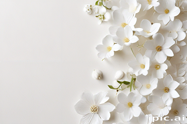 Delicate White Flowers Gracefully Arranged Against a Soft Neutral ...