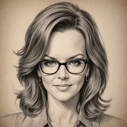 Attractive Martina McBride, pencil sketch, portrait of Stunning woman 1939s in glasses, hair style beatnik, outline, clear lines, fine lines, 8k