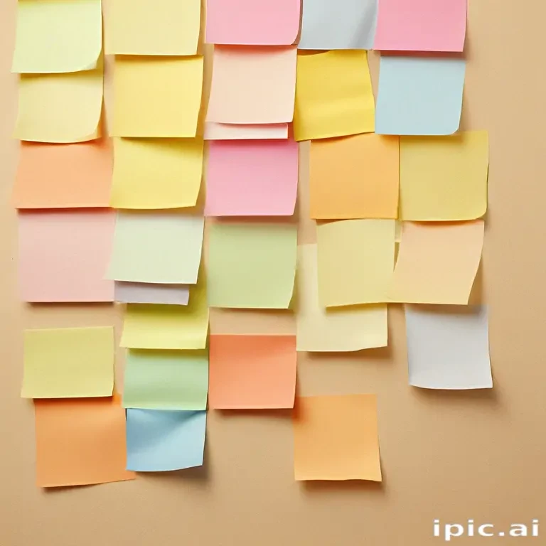 Colorful Array of Sticky Notes Organized on a Light Background Wall