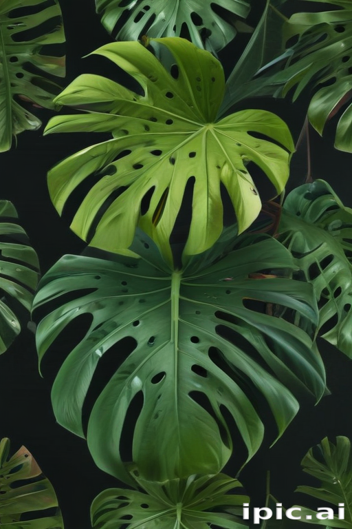 Lush Green Monstera Leaves Creating a Tropical Jungle Vibe in Nature