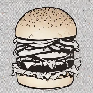 burger clipart black and white