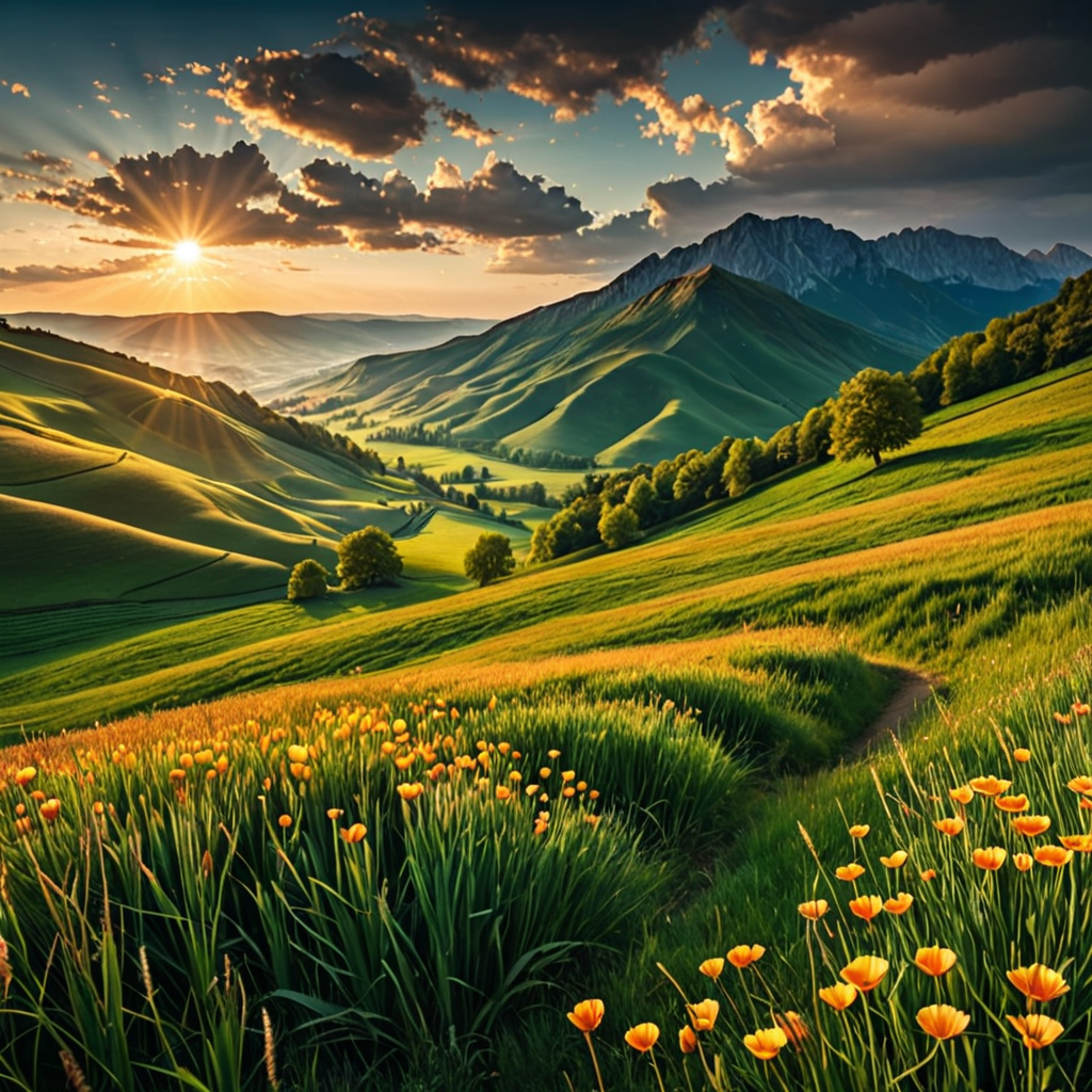 Naturez Beautiful nature landscape with cinematic lights 4k