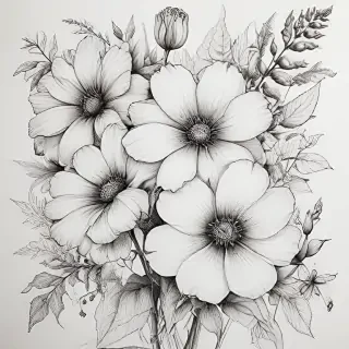 aesthetic flowers drawing