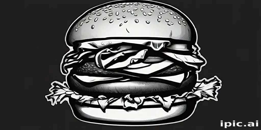 burger clipart black and white