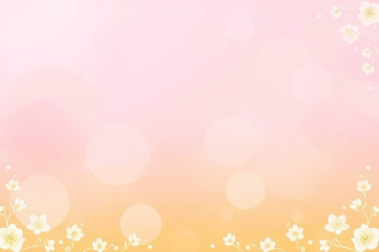 Generate a soft pastel background with a pink gradient fading into yellow at the bottom, featuring white floral patterns along the edges, shot with a DSLR camera at f/2.8, 50mm lens, ISO 100, natural lighting, shallow depth of field to enhance texture.