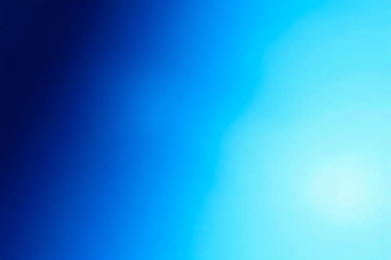 Create a high-resolution abstract image with a smooth gradient of bright blue tones and soft light diffusion, captured with a Canon EOS R5, 50mm lens, f/1.8 aperture, ISO 100, in a centered view with a shallow depth of field.