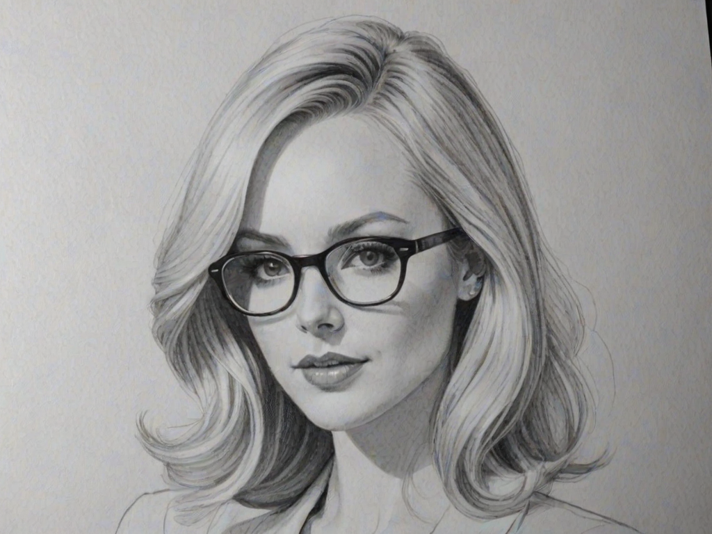 Sublime Candice Accola, pencil sketch, portrait of Bewitching woman 1964s in glasses, hair style beatnik, outline, clear lines, fine lines, 8k