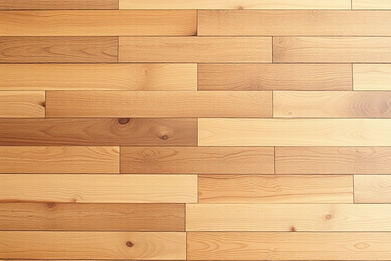 Wooden floor with a blend of light and dark planks, shot with a DSLR camera at 50mm, aperture f/2.8, ISO 100, in natural light, top-down view, to enhance texture and depth.