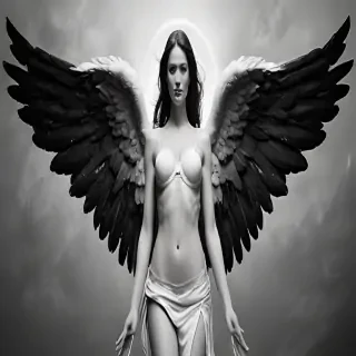 black and white angel